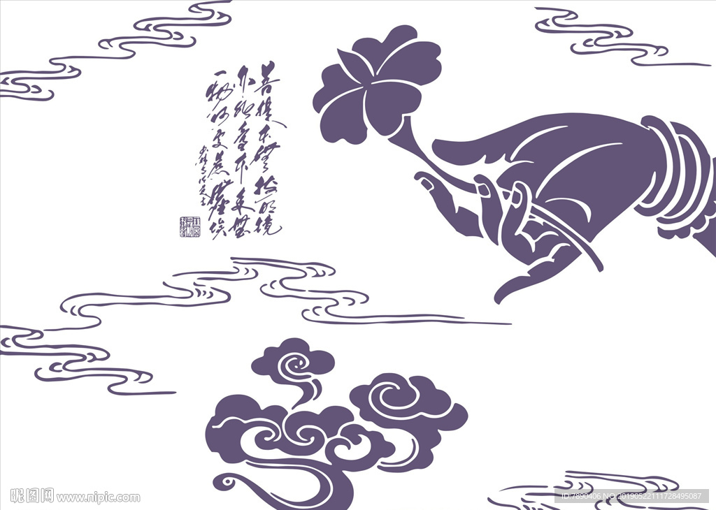 硅藻泥菩堤祥云观音手