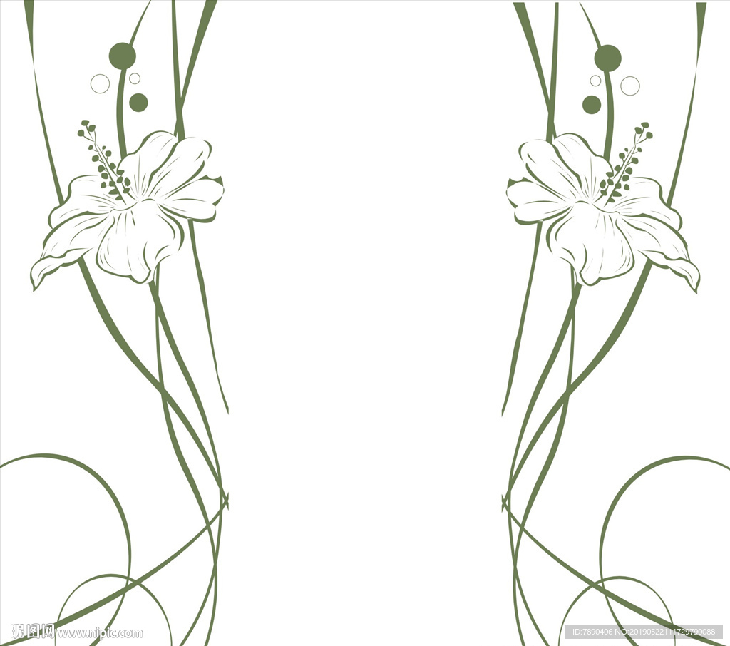 硅藻泥花素材矢量花对称花