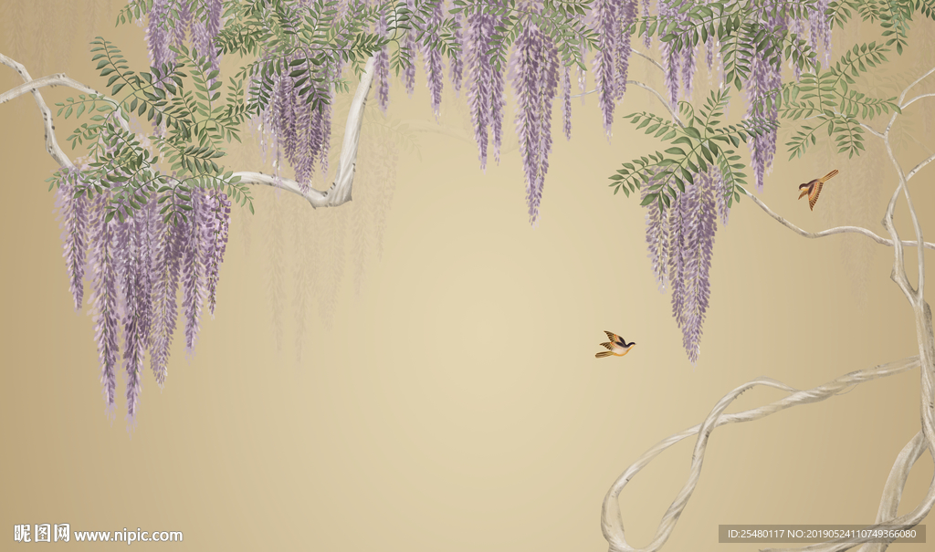 新中式紫藤背景图片