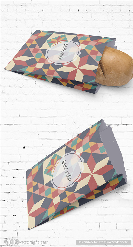 可爱卡通油纸袋小吃包装展开图