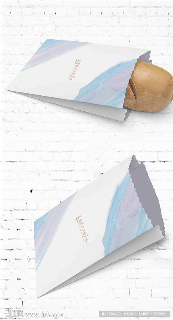 动感水墨油纸袋小吃包装展开图