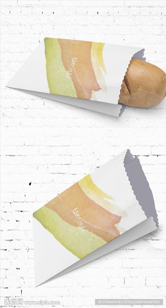 动感水墨油纸袋小吃包装展开图