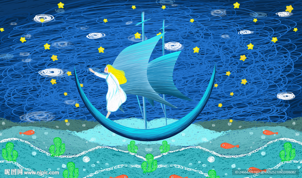 月亮女孩背景墙