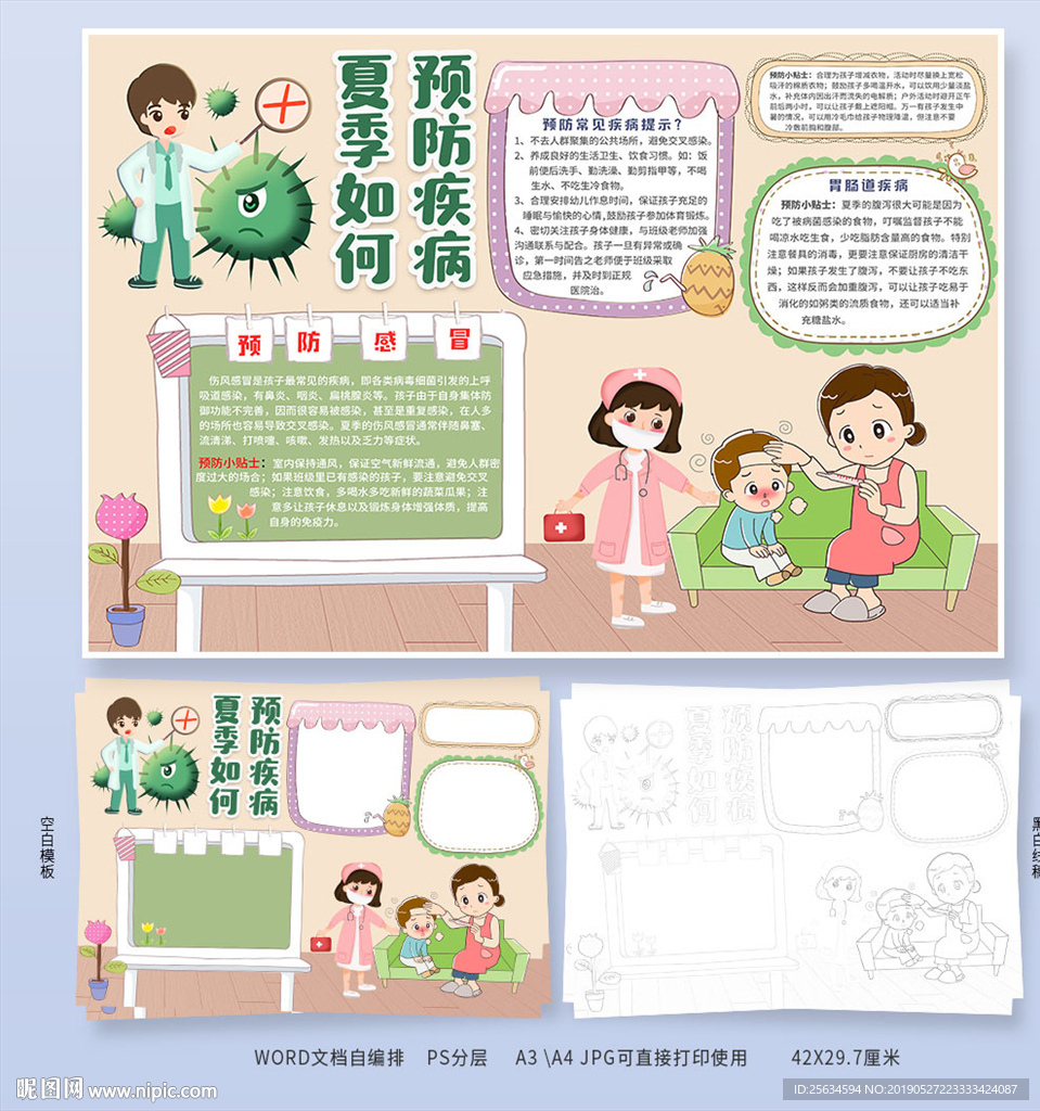 预防夏季传染病小报夏天健康简报