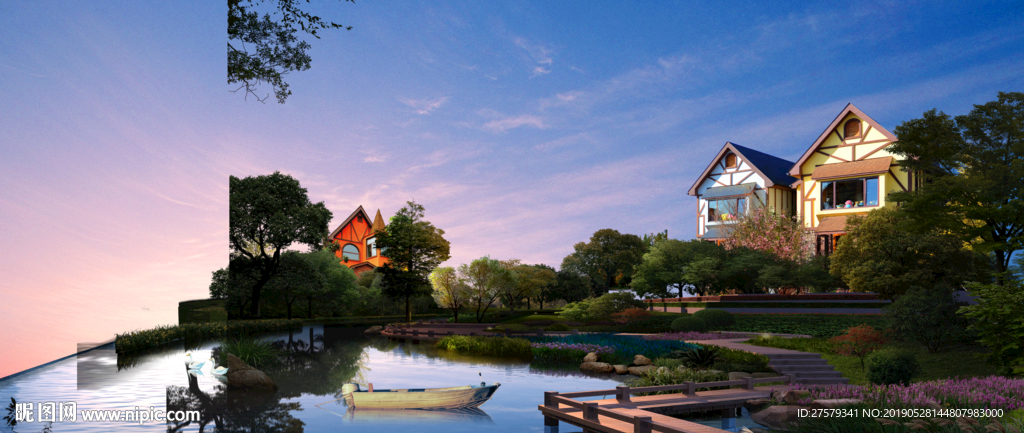 地产沼泽生态自然美景公园合成