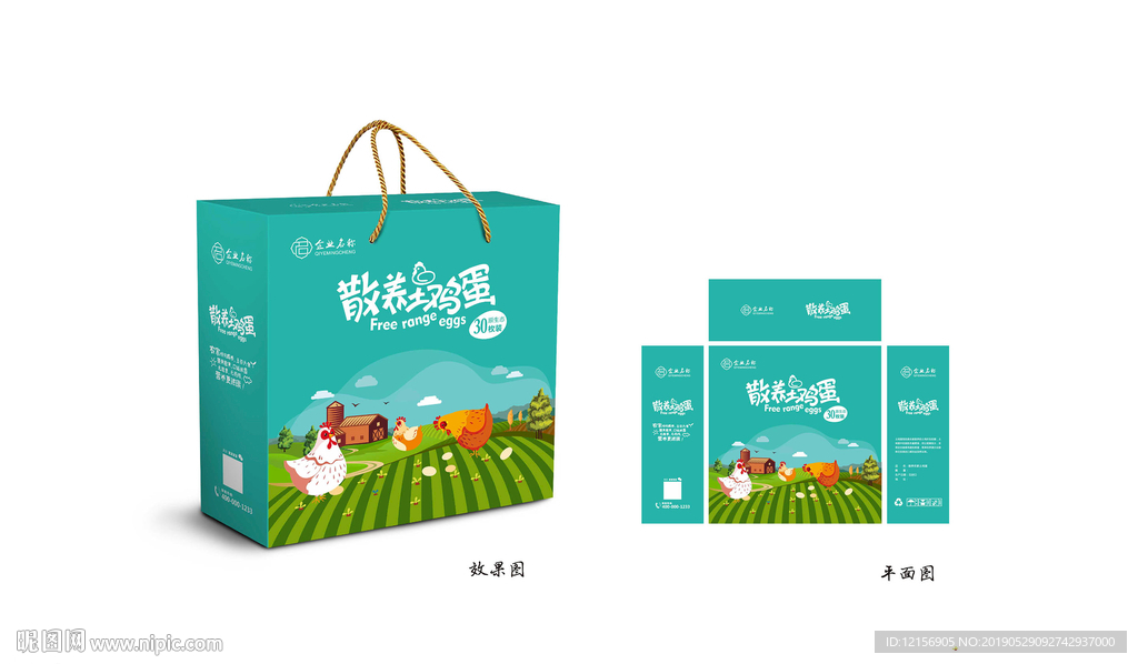 鲜鸡蛋包装 土鸡蛋礼盒平面图