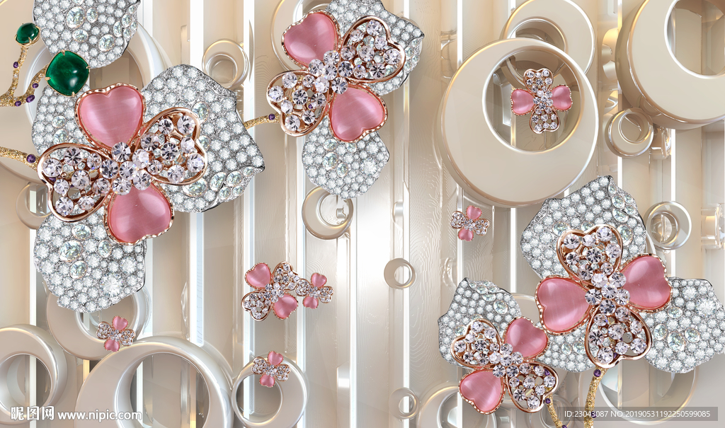珠宝花空间立体背景墙