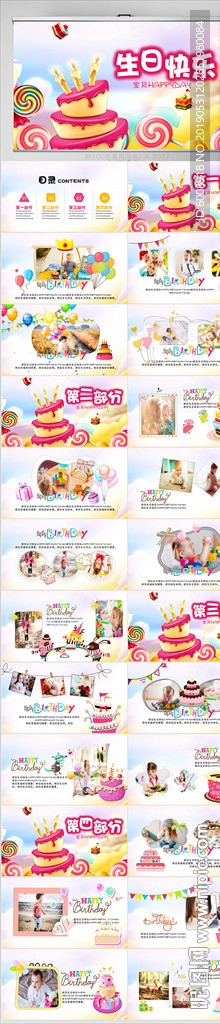 粉色生日快乐电子相册PPT