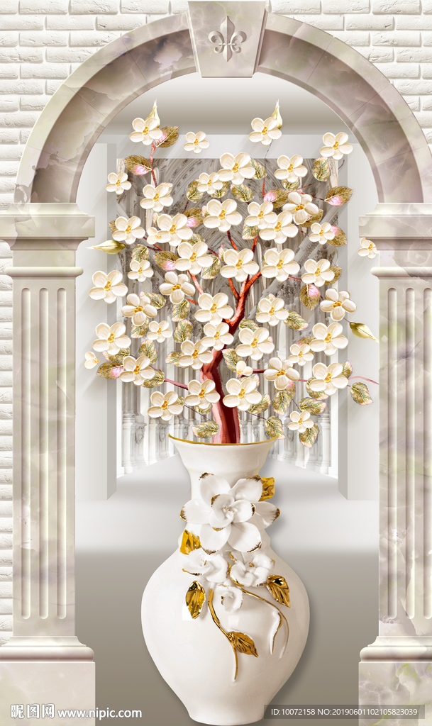 3D立体大理石花瓶玄关