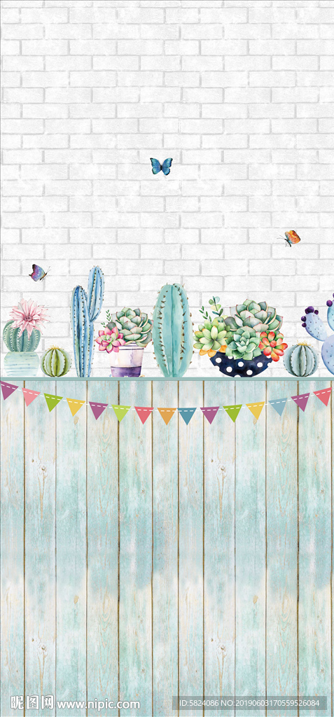 儿童房大型壁画可循环拼接图案