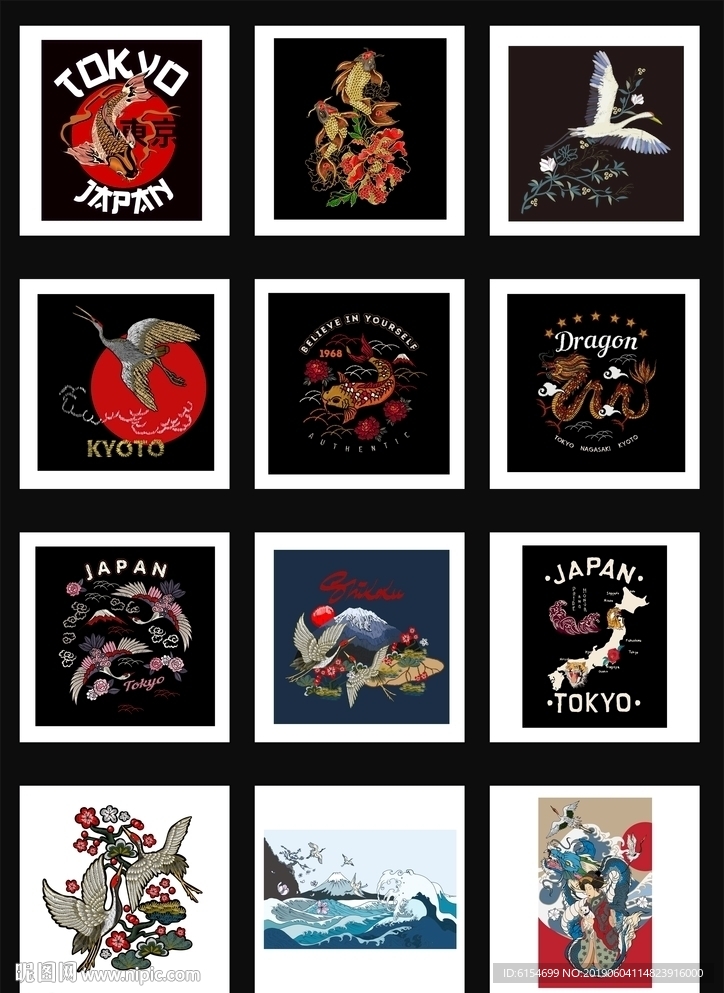 中国风图腾插画海报背景组合图案