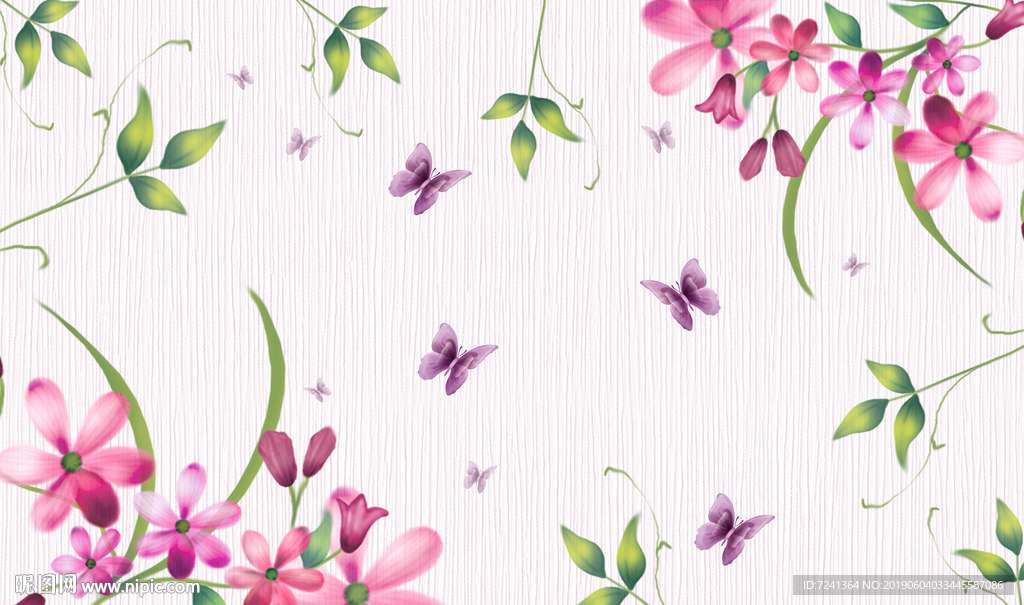 手绘工笔兰花蝴蝶小清新装饰画