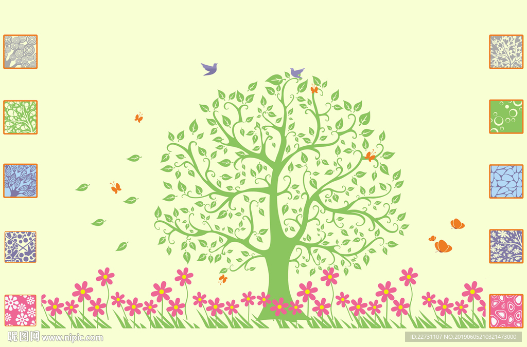 生命之树常青树背景墙