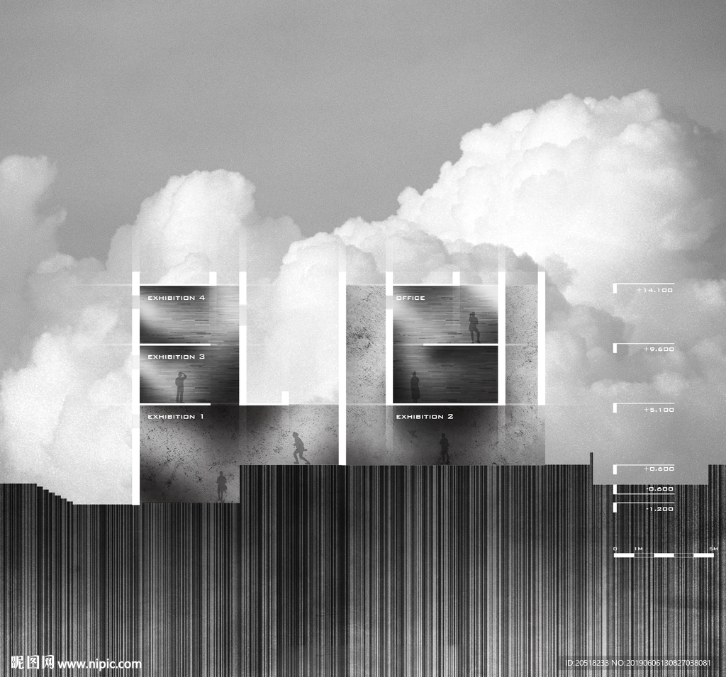 建筑暗黑系剖面图PSD