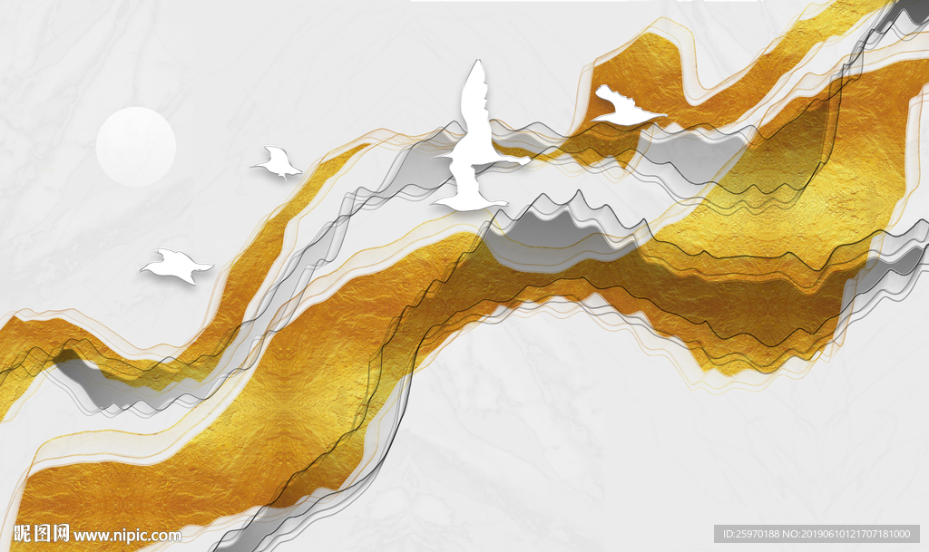 现代中式抽象背景墙