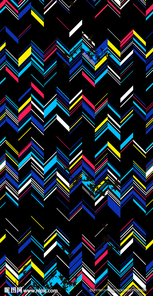 彩色波浪条 斜条 数码印花