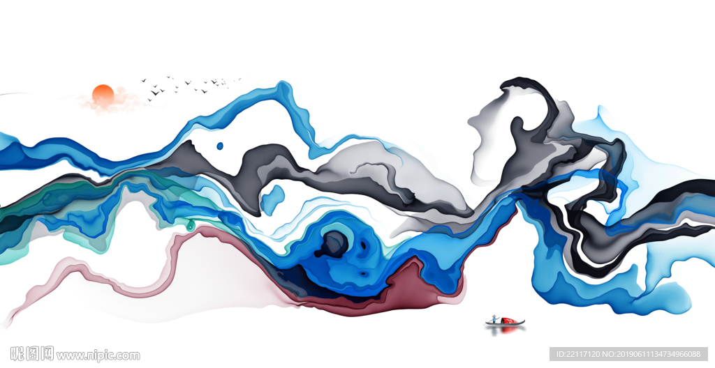 新中式水墨画电视背景墙