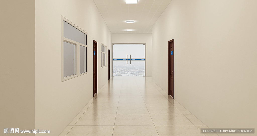 企业单位走廊楼道效果图