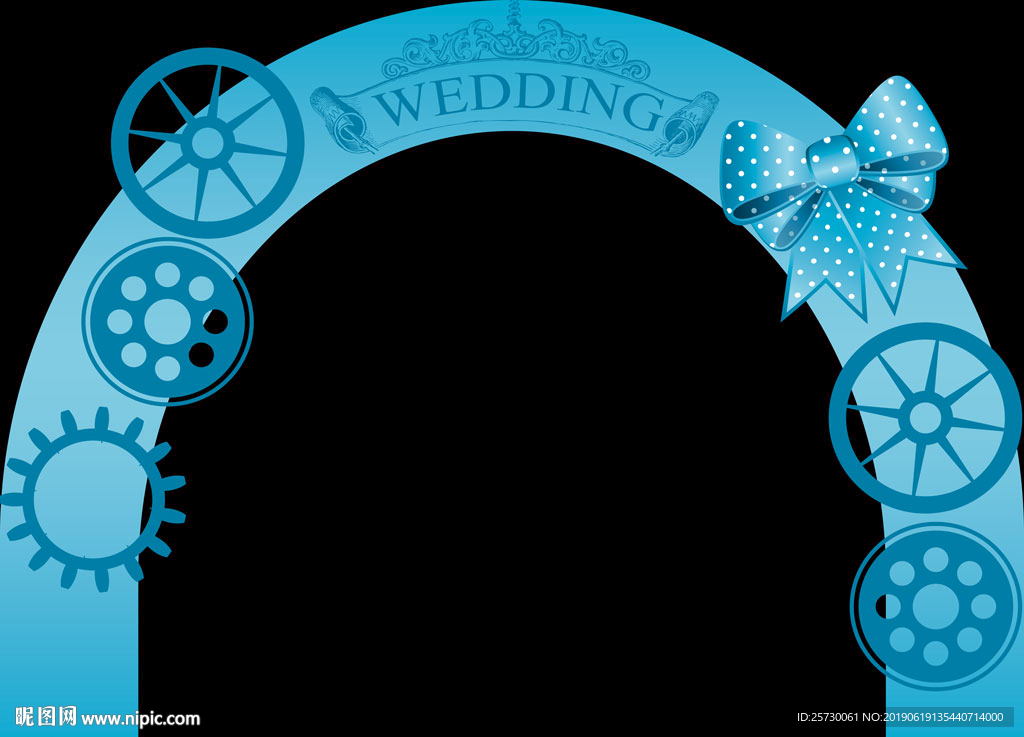 蓝色婚礼拱门设计