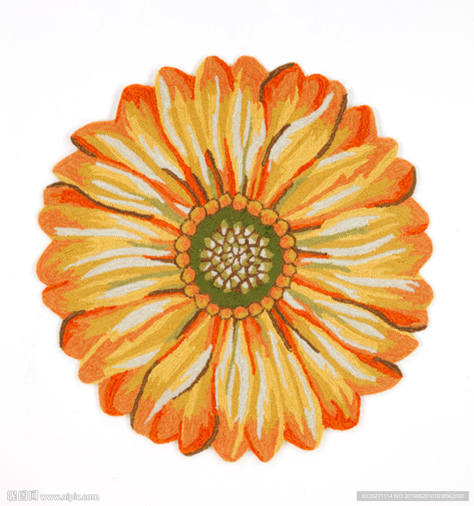 异形花朵彩印地毯