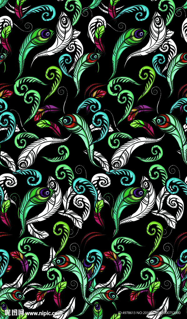 彩色羽毛 七彩叶子