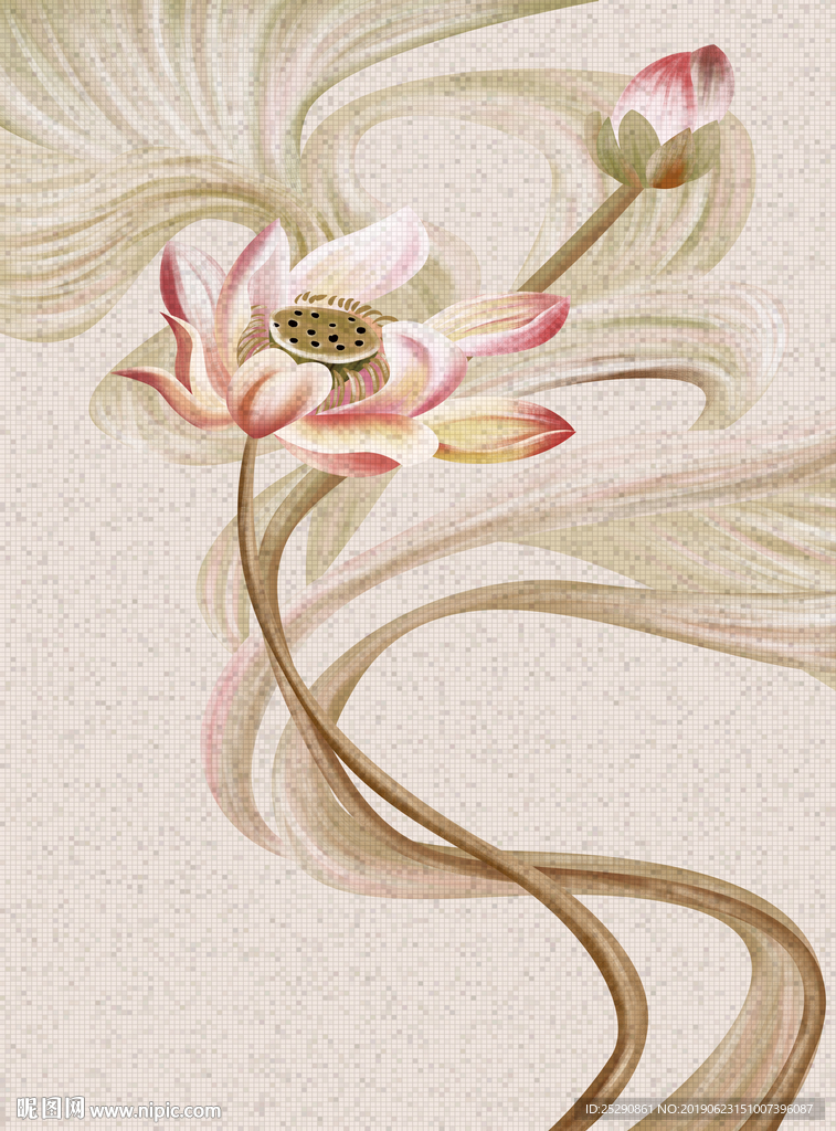 高清手绘荷花图片