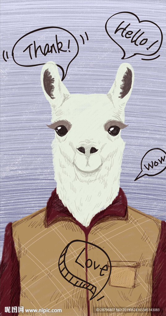 北欧手绘动物趣味无框画装饰画