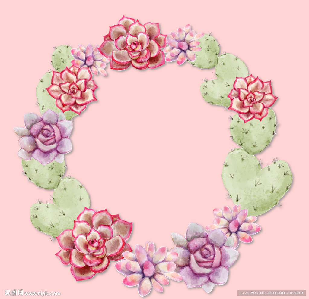 手绘多肉花环