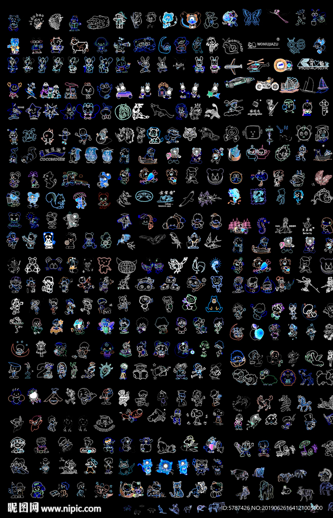 卡通小动物花纹cad