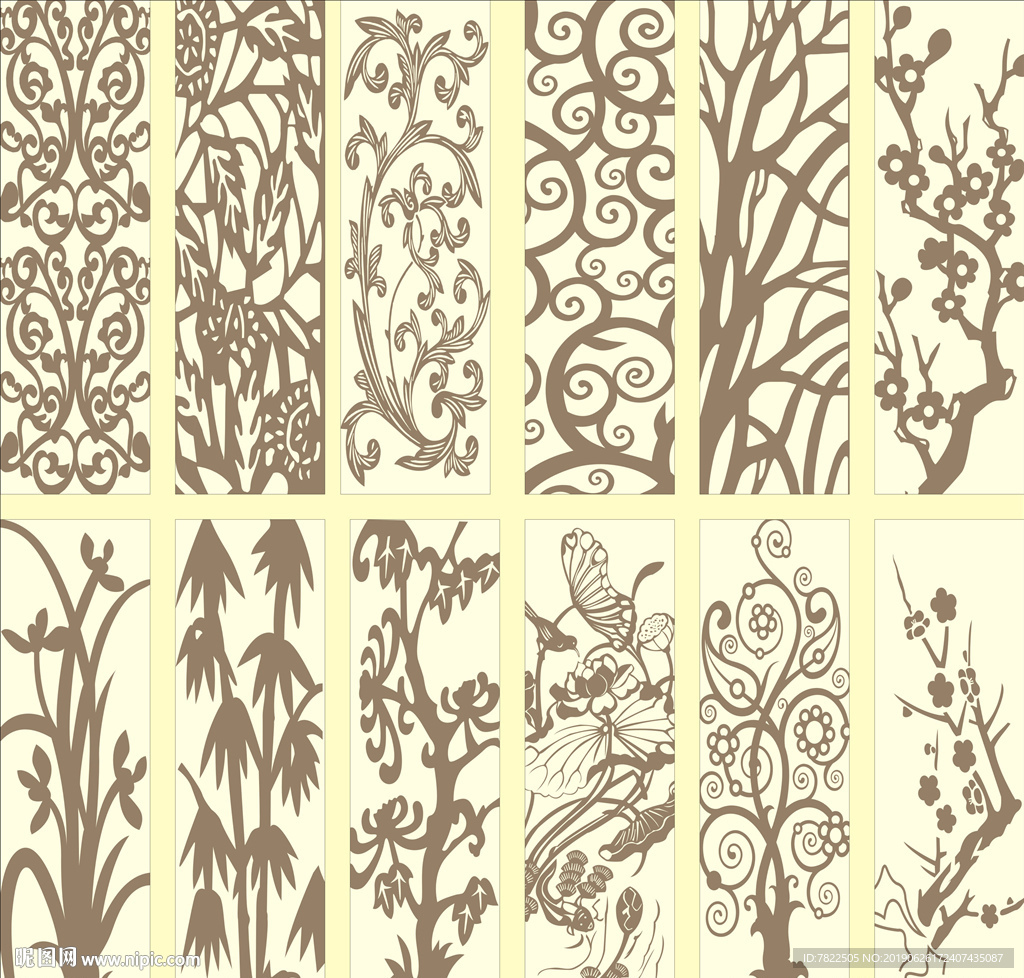 雕刻图案 玻璃磨砂 移门花纹