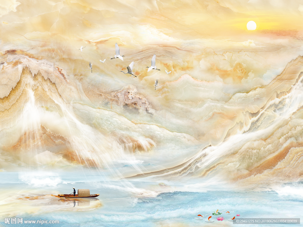 山水大理石TIF分层背景墙