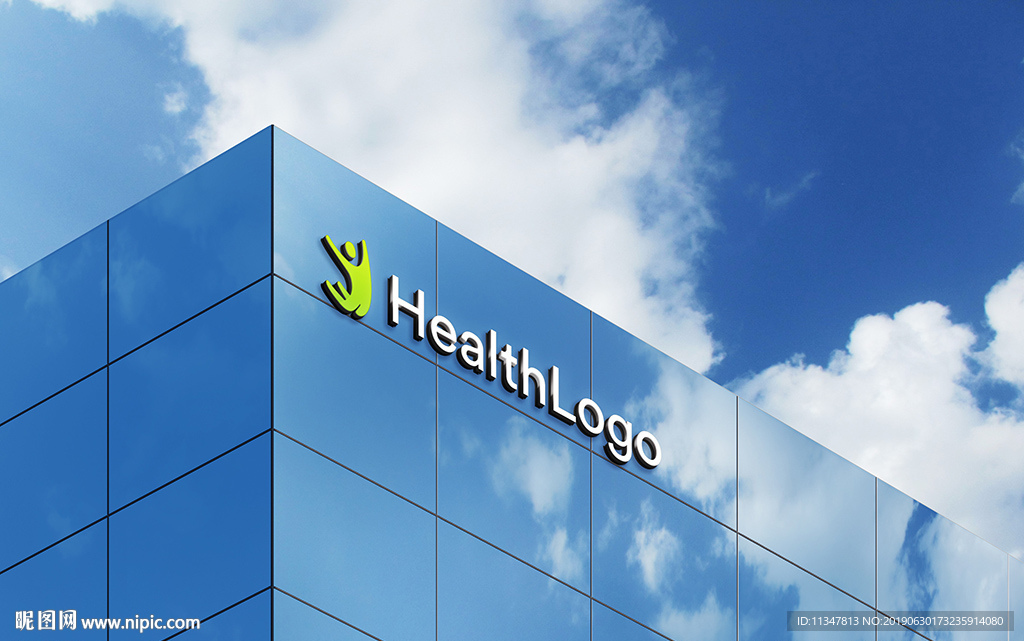 大厦建筑玻璃外墙logo样机