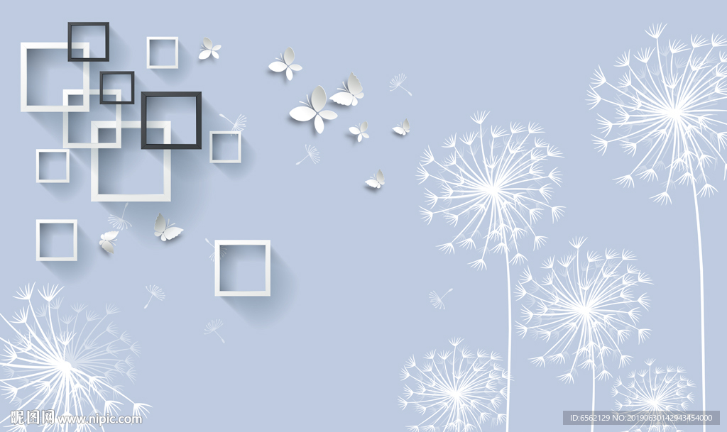 蒲公英3D电视背景墙