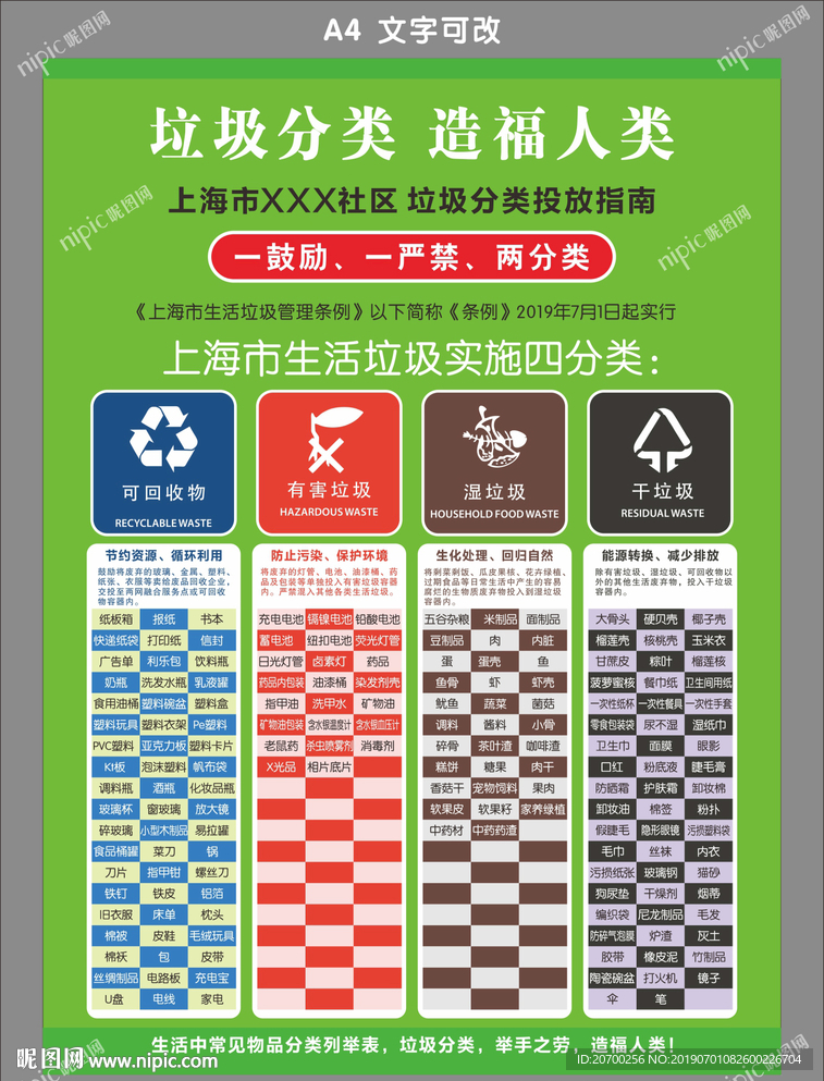 垃圾分类宣传单