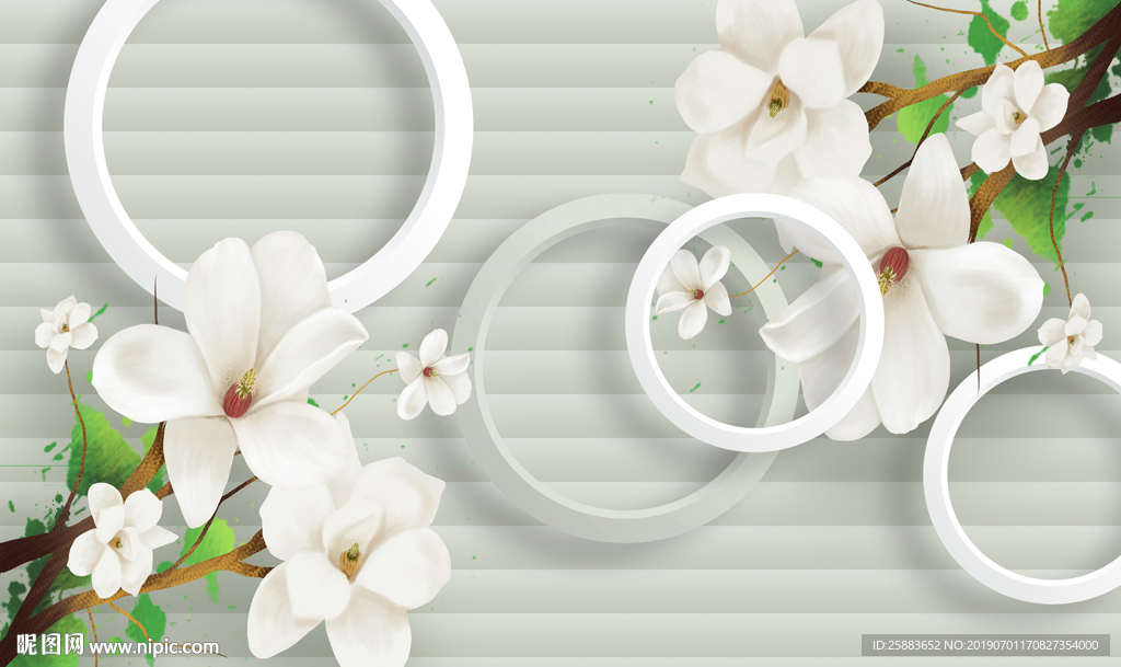 时尚鲜花3D电视背景墙