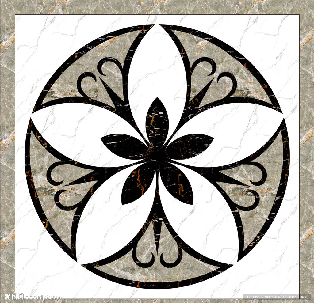 爵士白纹客厅水刀地面拼花图案