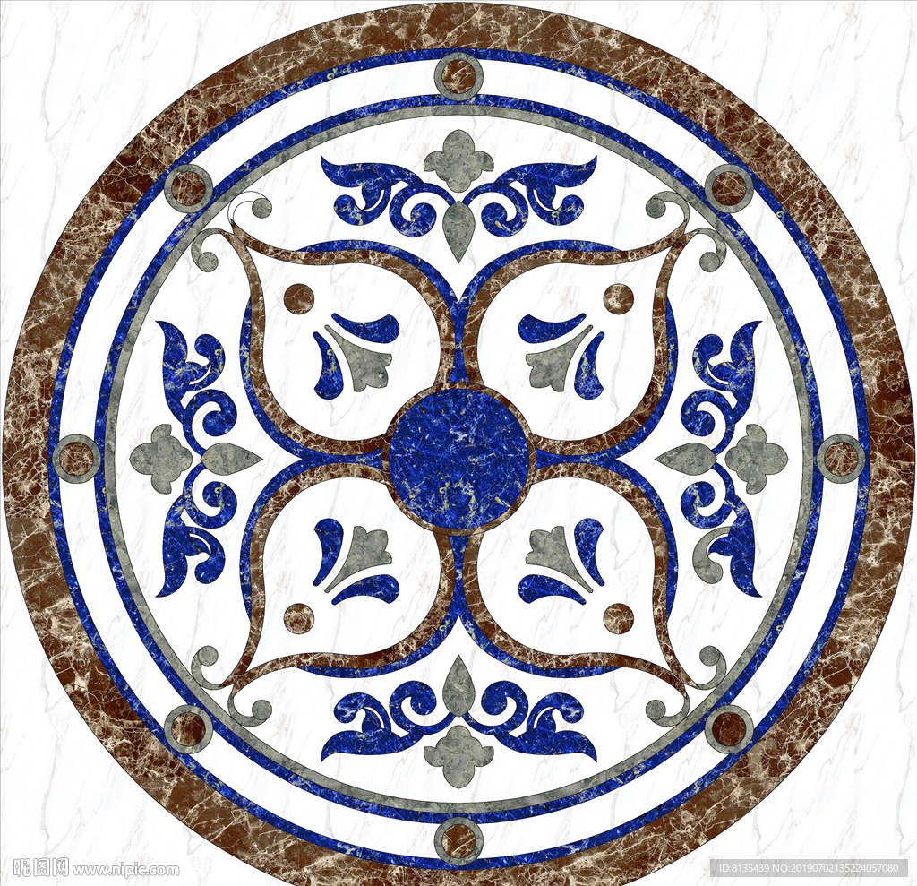 蓝精灵大理石花纹拼花地砖