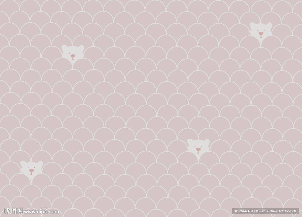 北欧卡通熊儿童房背景墙