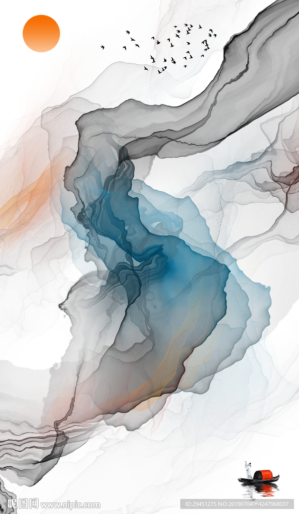 烟雾线条 山水画TIF分层