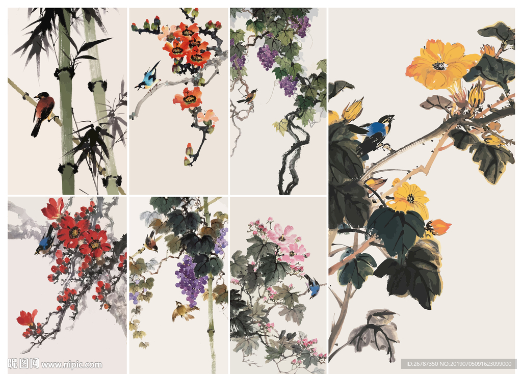 矢量中国画花鸟系列