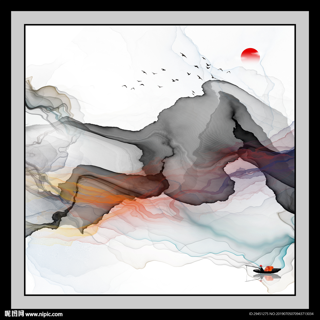 现代中式山水 TIF分层