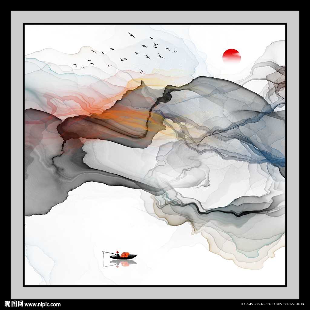 装饰画水墨 山水 TIF分层