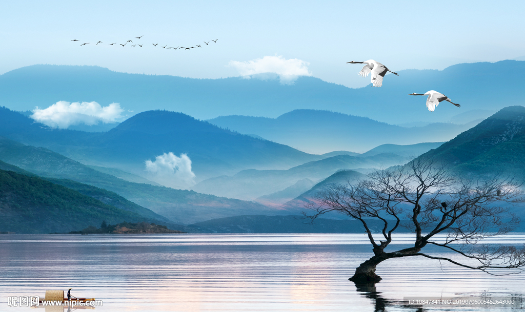 简约抽象山水画 TIF分层