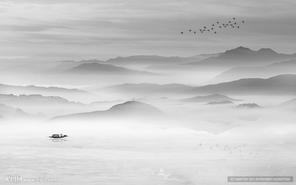 新中式抽象山水画 TIF分层