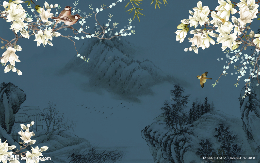 中国风 抽象山水画 TIF分层