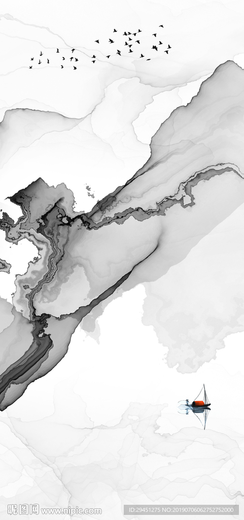 灰色水墨 山水 TIF分层