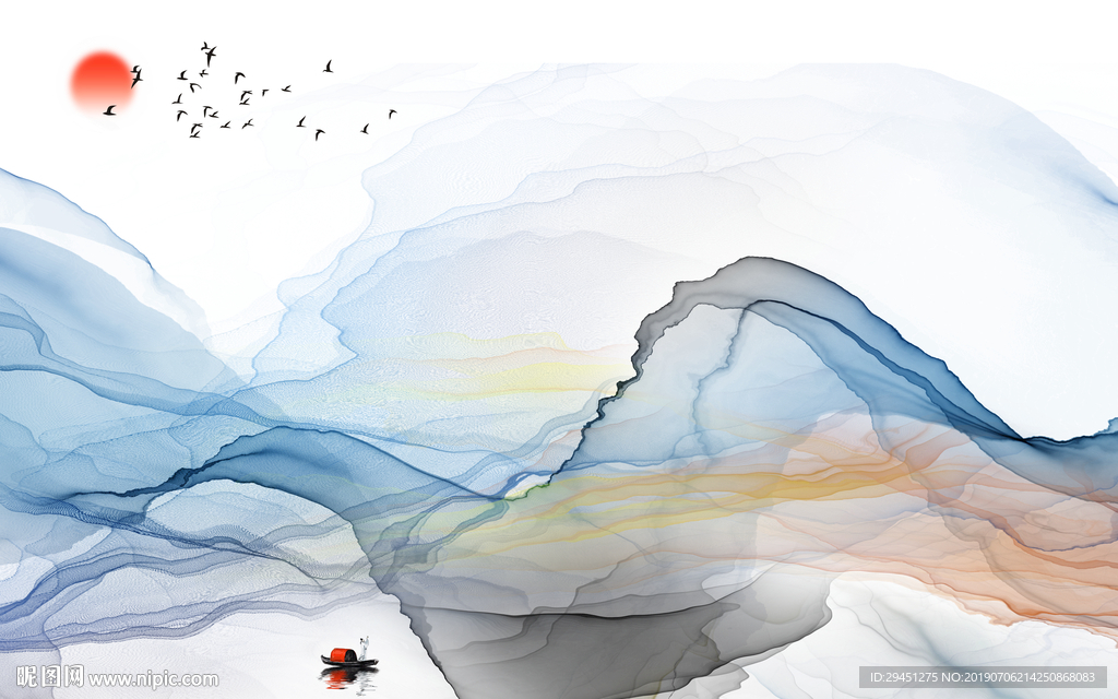 新中式现代线条画 TIF分层