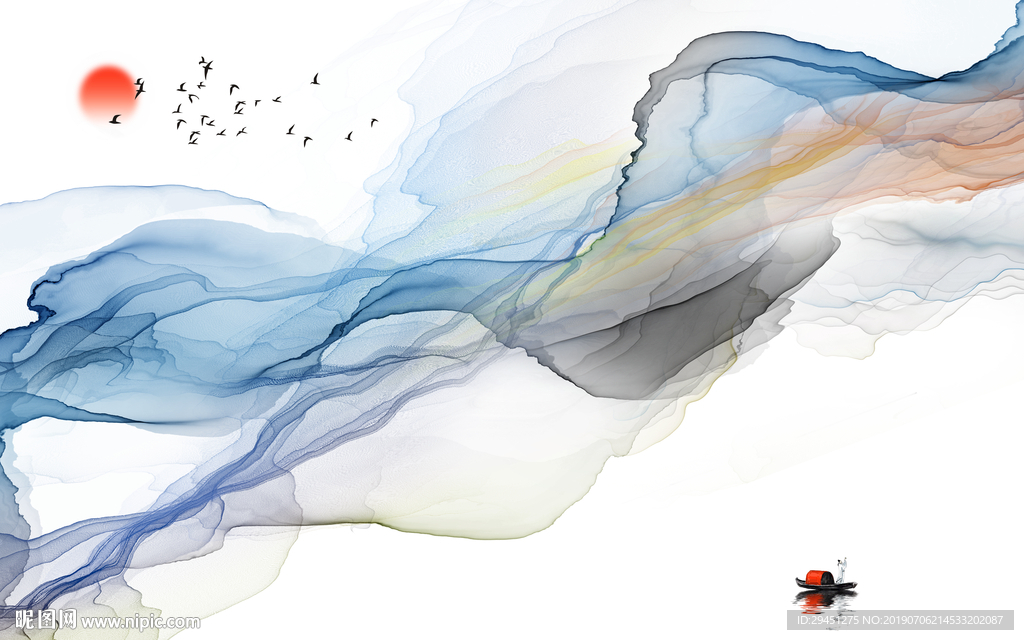 烟雾 TIF分层 线条山水画