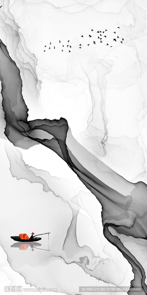 中国风现代线条画 TIF分层