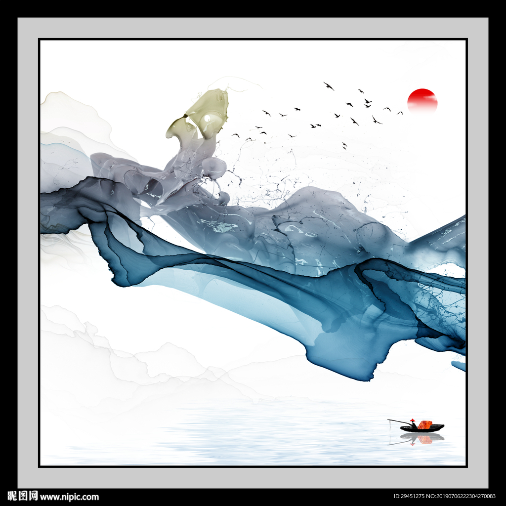 抽象 中式线条画 TIF分层